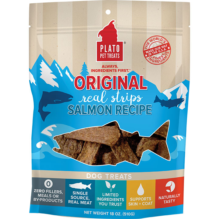 Plato Original Real Strips Salmon Dog Treats, 18 oz
