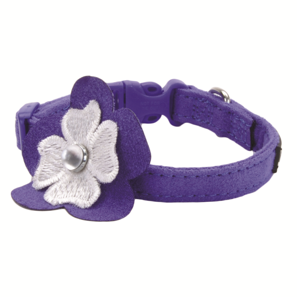 Li'l Pals Puppy Collar - Small, Adjustable 8-12", Flower Blue, Microfiber, Dog Collar