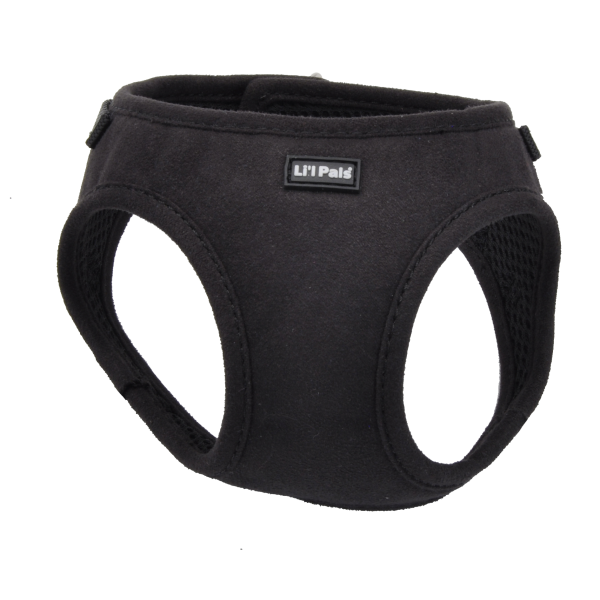 Li'l Pals Microfiber Dog Harness Black Petite X-Small, Adjustable, Comfortable for Small Dogs