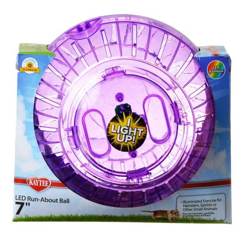 Kaytee Run-About Ball LED Light Rainbow 7 inch Hamster Gerbil Exercise Ball