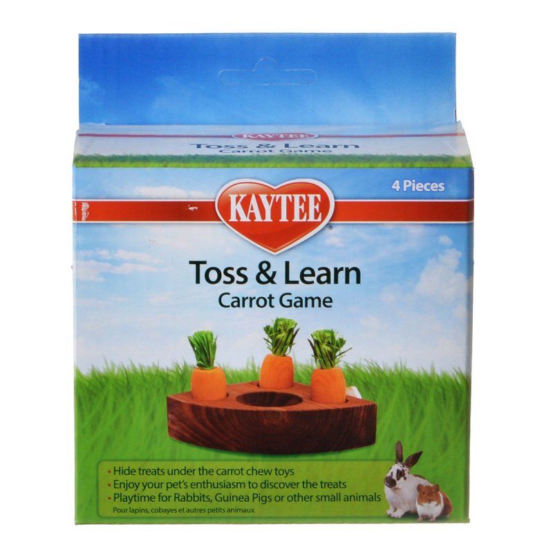 Kaytee Toss & Learn Carrot Game - Small Pet Enrichment Toy - Treat Hiding Fun