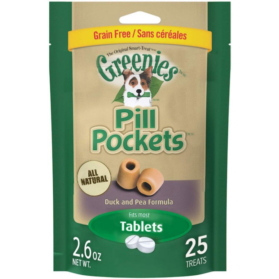 Greenies Pill Pockets Grain-Free Dog Treats, Capsule Size, Duck & Pea Flavor, 2.6 oz (25 Treats)