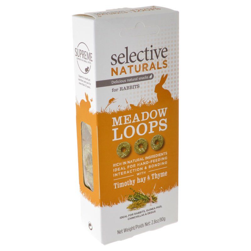 Supreme Selective Naturals Meadow Loops - Rabbit, Guinea Pig, Chinchilla & Degu Treats - Timothy Hay & Thyme - 2.8 oz