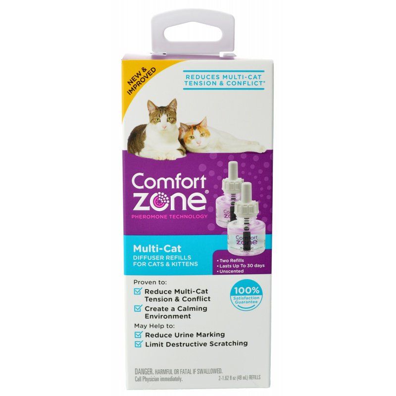 Comfort Zone Multi-Cat Calming Diffuser Refills - 2 Pack for Cats & Kittens
