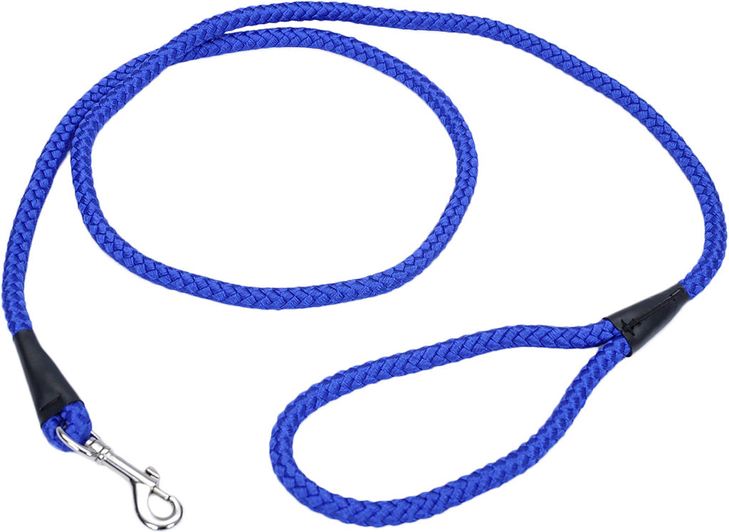 Coastal Pet Rope Dog Leash, 6 ft, Blue, 1/2 or 5/8 inch, Braided Nylon, Swivel Snap