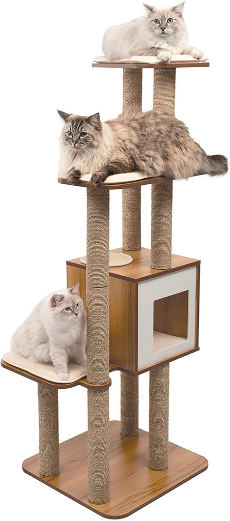 Catit Vesper High Base XL Cat Tree - Walnut Extra Tall Cat Furniture