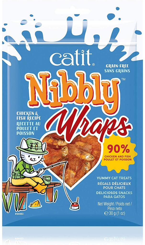 Catit Nibbly Wraps Chicken & Fish Cat Treats - 1oz (30g) Crunchy & Soft Snack