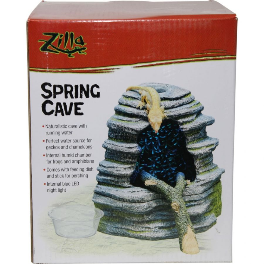 Zilla Spring Cave Reptile Decor with Blue LED Rain Chamber