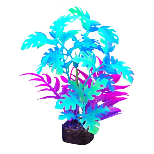 Marina iGlo Plant 7.5 inch - Blue Moon Philo - Aquarium Decoration - Glows Under Blue LED Lights
