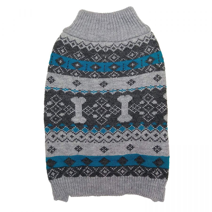 Fashion Pet Nordic Knit Sweater - Large, Grey