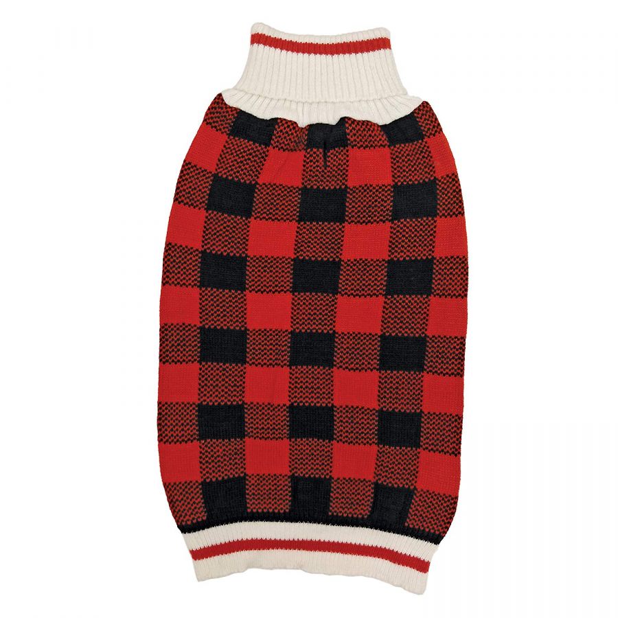 Fashion Pet Plaid Dog Sweater - Red Medium (14"-19" Neck to Tail)