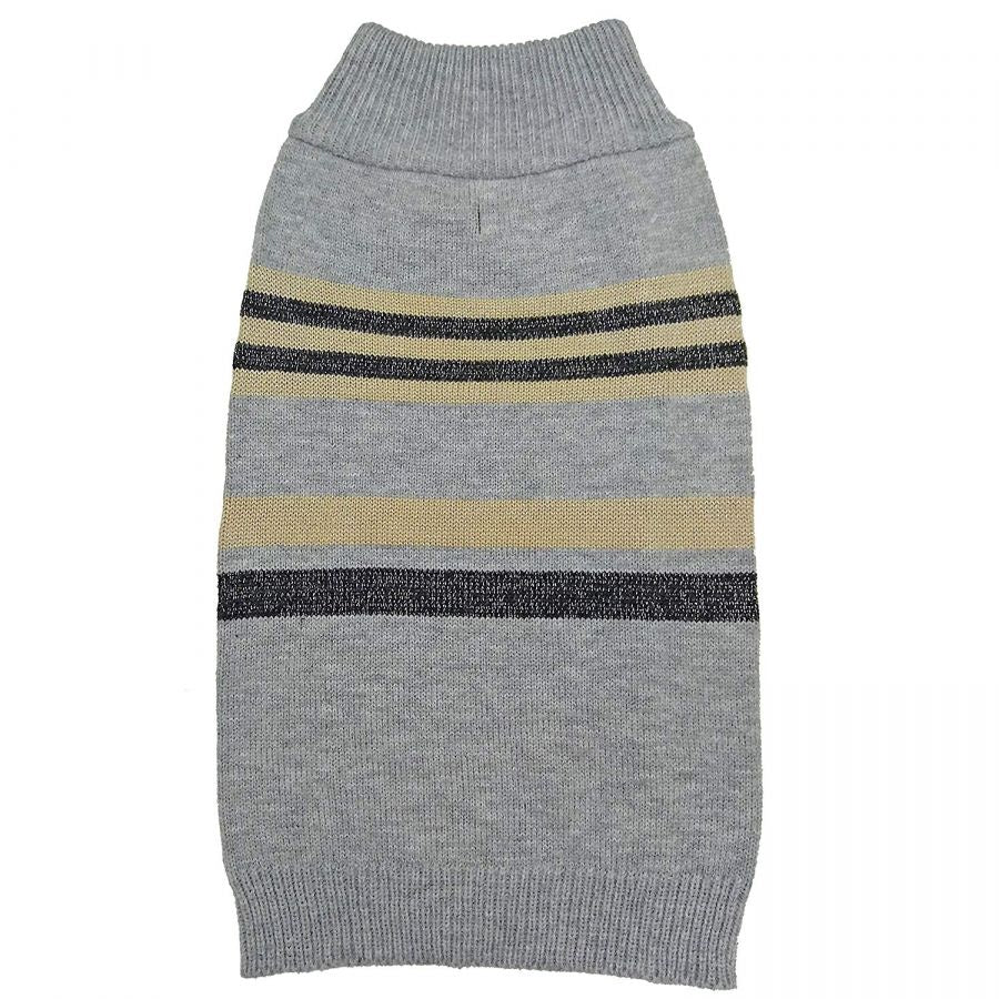 Fashion Pet Shimmer Stripes Dog Sweater - Gray, Medium
