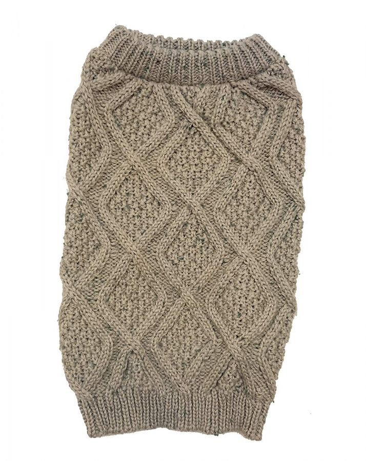 Outdoor Dog Fisherman Sweater Taupe XL (24-29" Neck to Tail) - Fashion Pet