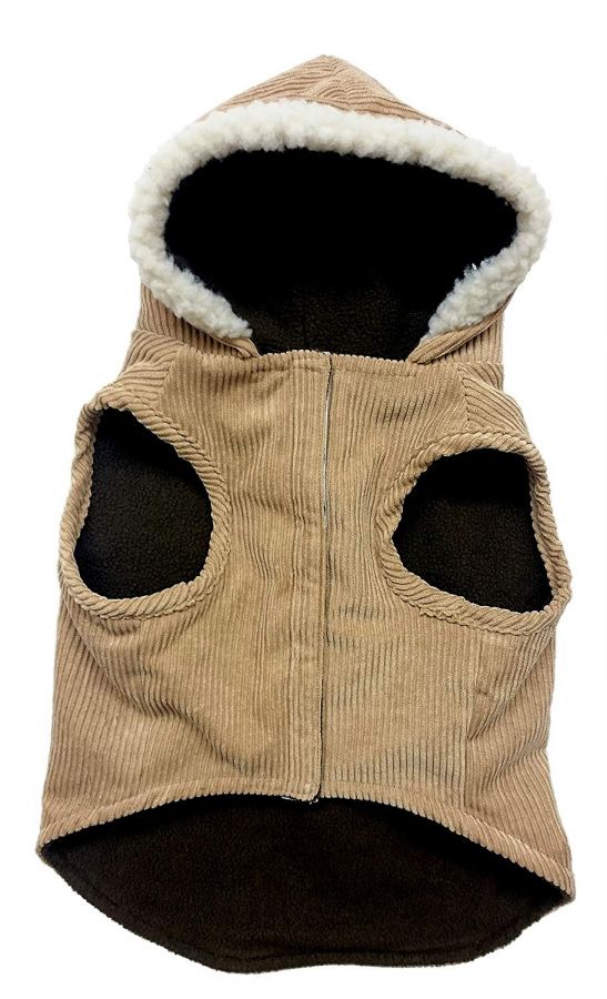 Fashion Pet Camel Corduroy Outdoor Dog Toggle Coat, Large
