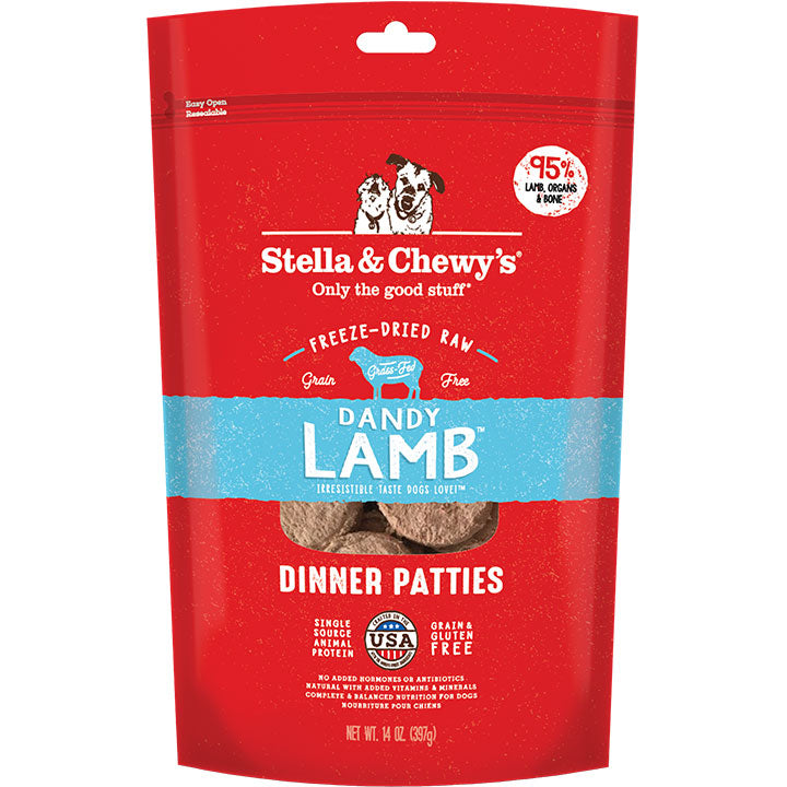 Stella & Chewy's Dandy Lamb Freeze-Dried Raw Dinner Patties Dog Food, 14 oz