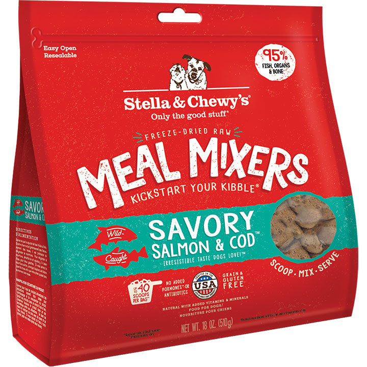 Stella & Chewy's Savory Salmon & Cod Freeze-Dried Meal Mixers Dog Food Topper - 18 oz