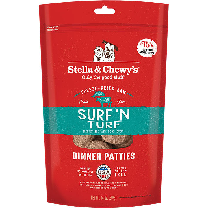 Stella & Chewy's Freeze-Dried Raw Surf 'N Turf Dinner Patties Dog Food, 14 oz