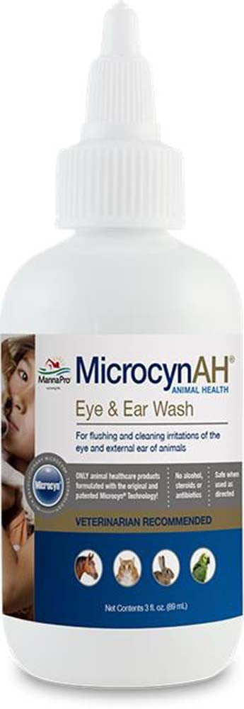 Nutri-Vet Microcyn AH Ear & Eye Wash - 3 oz - Pet Eye and Ear Cleaning Solution