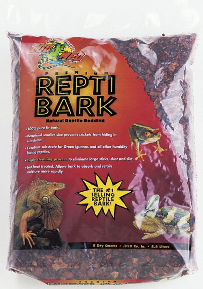 Zoo Med Repti Bark, Natural Reptile Bedding, 8 Quarts, Fir Bark Substrate for Terrariums