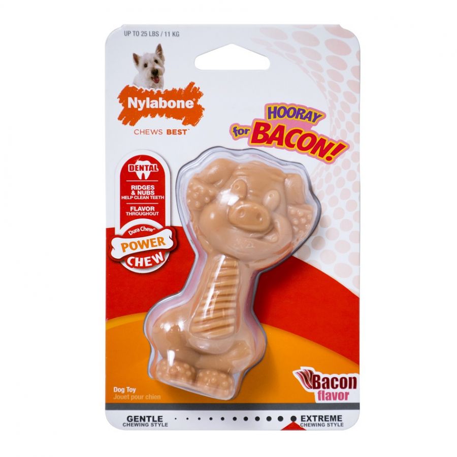Nylabone Power Chew DuraChew Piggy Dog Toy - Bacon Flavor