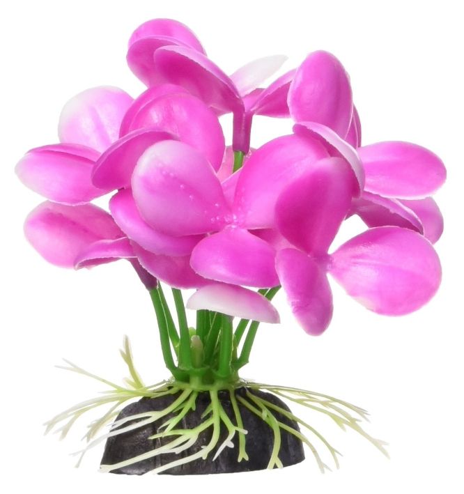 Marina Betta Pink Orchid Aquarium Plastic Plant - 2.75"