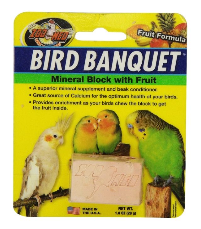 Zoo Med Fruit Bird Banquet Block - Small, Mineral Supplement & Beak Conditioner