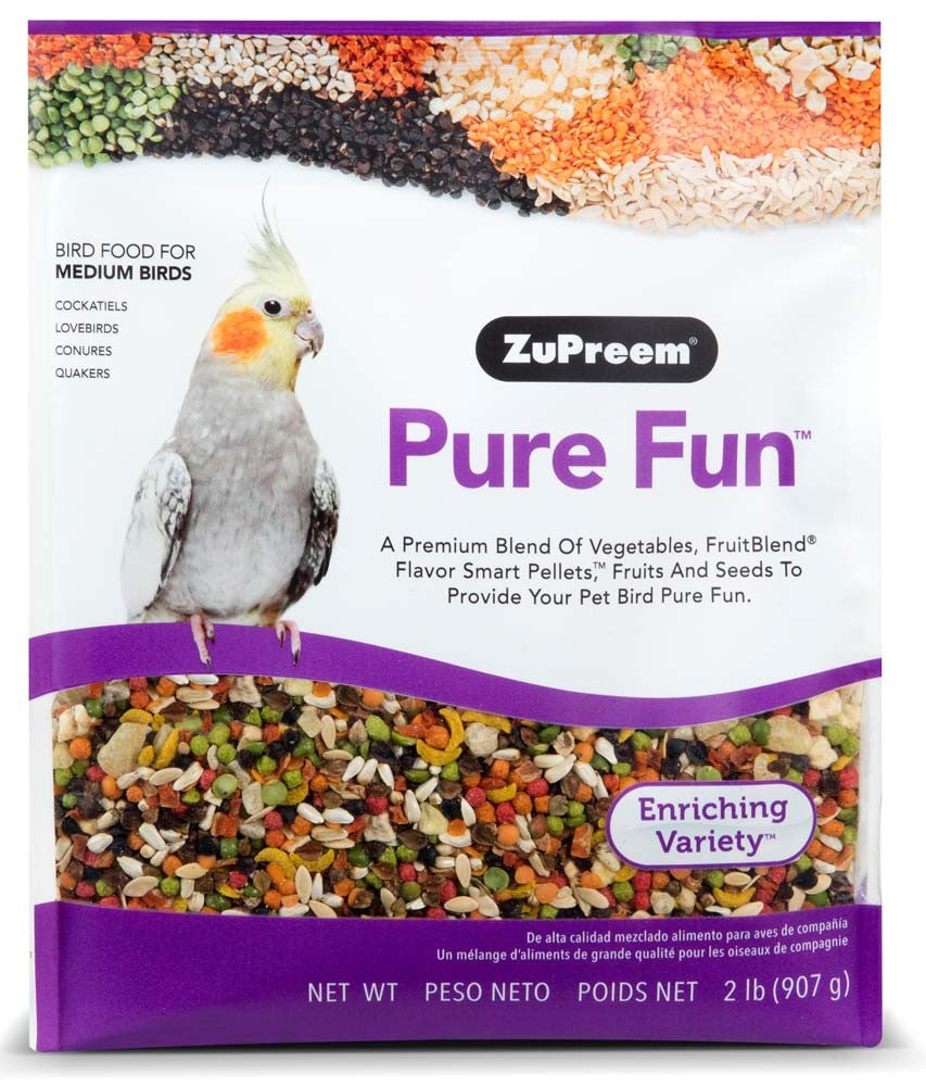 ZuPreem Pure Fun Bird Food for Medium Birds - 2 lb Bag, Variety Blend