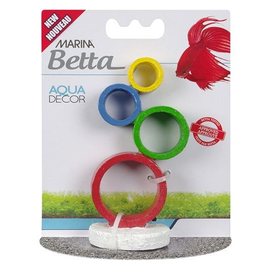 Marina Betta Ornament - Circus Rings Aquarium Decor, Safe Non-Toxic Material