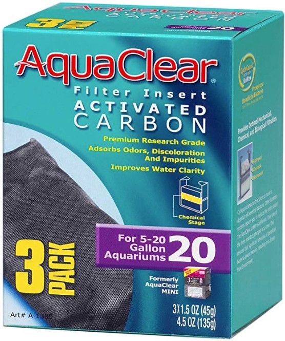 AquaClear 20 Activated Carbon Filter Inserts, 3-Pack - Aquarium Filter Media