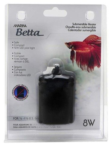 Marina Betta Submersible Heater, 8 Watt - Ideal for Aquariums up to 1.5 Gallons