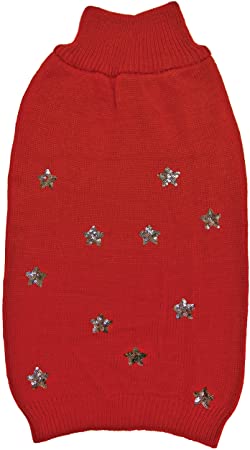 Sequin Stars Sweater Teal - Medium Dog/Cat Sweater