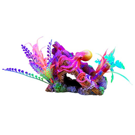 Marina iGlo Ship's Bow with Octopus & Plants Aquarium Ornament - 4-5.5 inch
