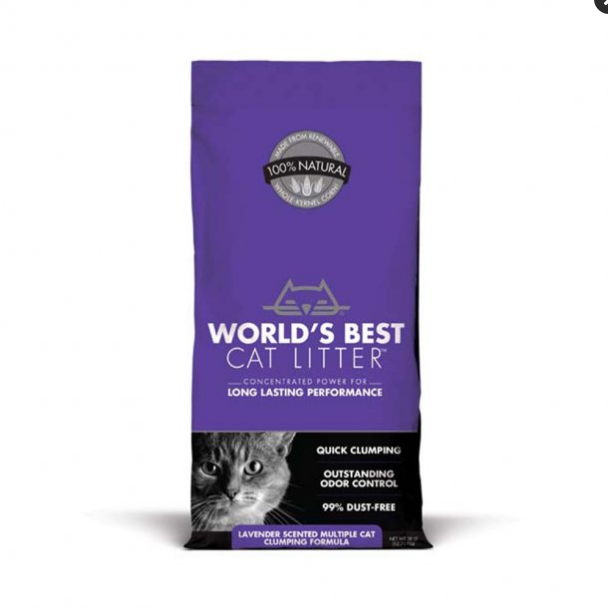 World's Best Cat Litter Lavender Scented Multiple Cat Clumping Formula, 28 lb