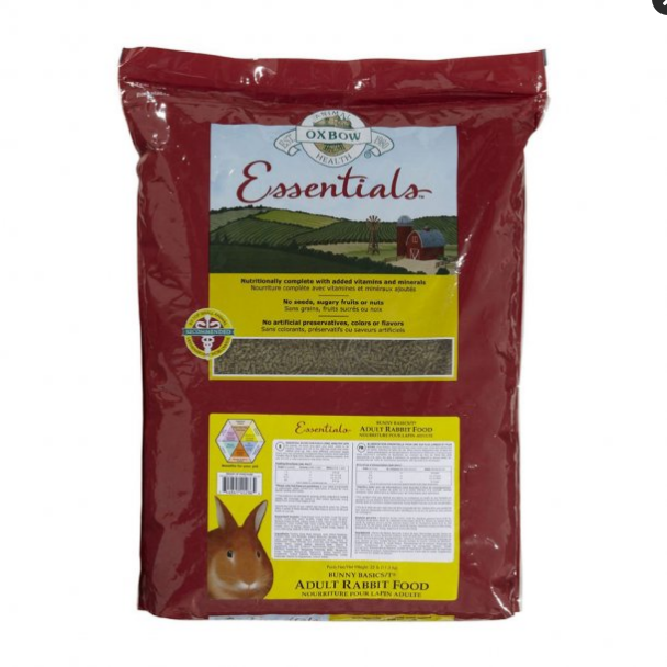 Oxbow Essentials Adult Rabbit Food - 25 lb Bag - Timothy Hay Based Pellets