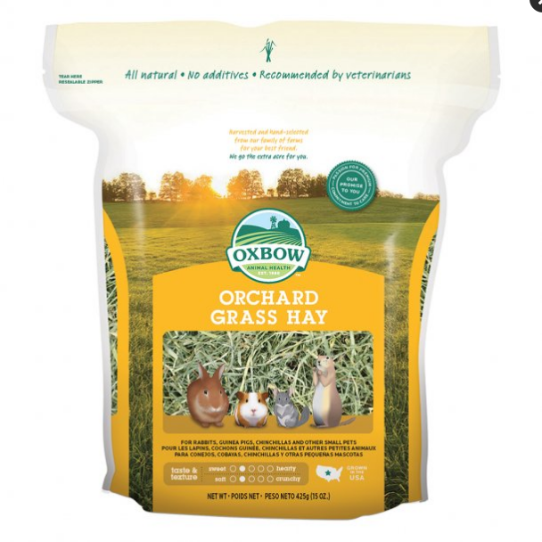 Oxbow Orchard Grass Hay - 15 oz Bag - High Fiber Small Animal Food