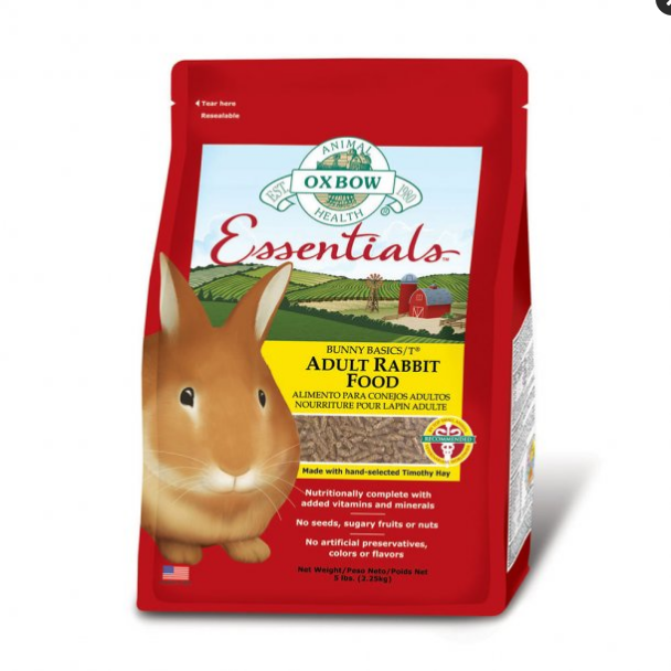 Oxbow Essentials Adult Rabbit Food - 10 lb Bag - Timothy Hay Based Formula