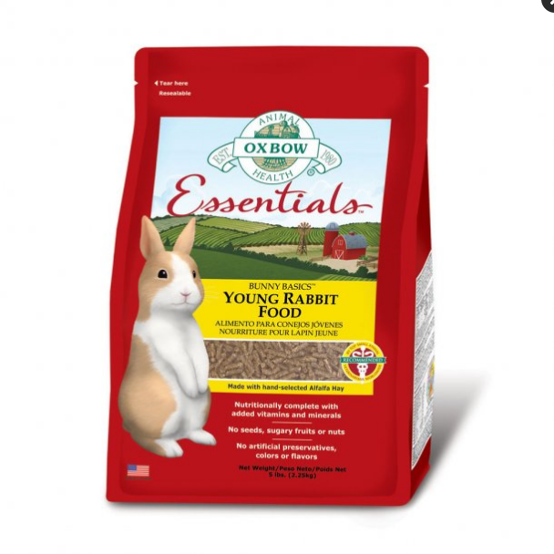 Oxbow Essentials Young Rabbit Food - Alfalfa Based Pellets - 10 lb Bag