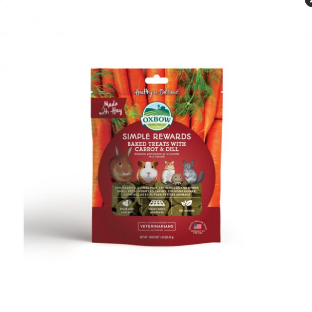 Oxbow Simple Rewards Carrot & Dill Baked Treats - Small Animal Treats (3oz)