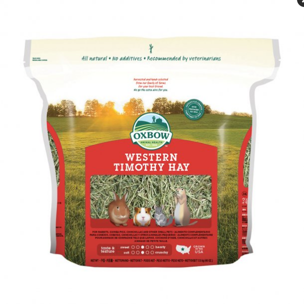 Oxbow Western Timothy Hay - 40 oz - All Natural, High Fiber Food for Rabbits, Guinea Pigs, and Chinchillas
