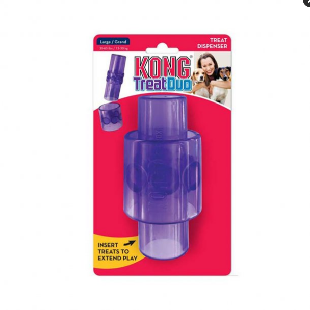 Kong Treat Duo Dog Toy - Purple, Medium - Durable Treat Dispensing Toy