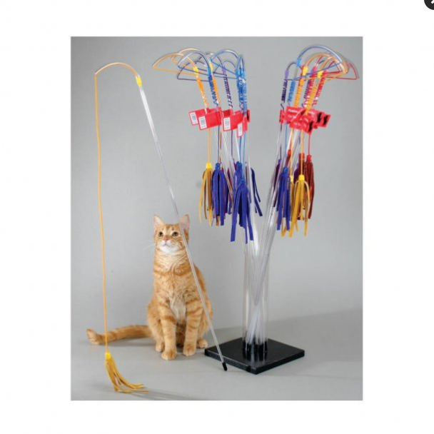 Vee PURRfect Leather Wand Cat Toy - 32 inch Wand Teaser Toy