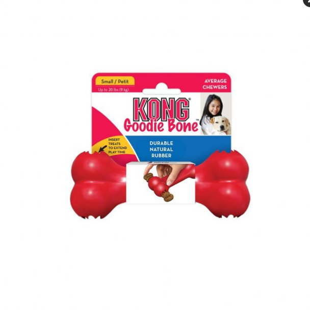 KONG Goodie Bone Dog Toy - Small - Durable Rubber Bone for Dogs - Treat Dispensing Chew Toy