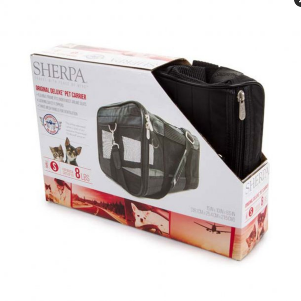 Sherpa Original Deluxe Small Pet Carrier - Black - Airline Approved