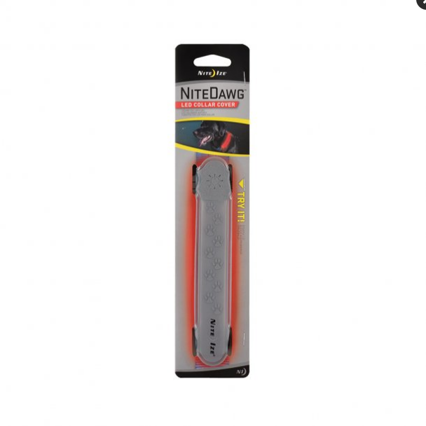 Nite Ize Nite Dawg LED Dog Collar Cover, Gray with Red LED, Universal Fit