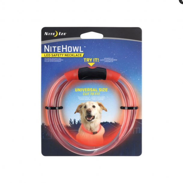 Nite Ize NiteHowl LED Safety Necklace - Red, Adjustable Dog Collar for Night Visibility