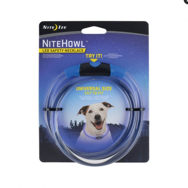 Nite Ize NiteHowl Blue LED Dog Safety Necklace - Adjustable, Rechargeable, High Visibility