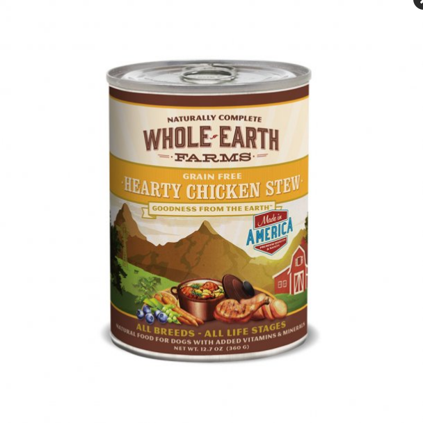 Whole Earth Farms Grain Free Hearty Chicken Stew Wet Dog Food, 12.7 oz Can