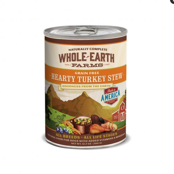 Merrick Whole Earth Farms Turkey Stew Wet Dog Food, Grain-Free, 12.7 oz Can (Pack of 12)