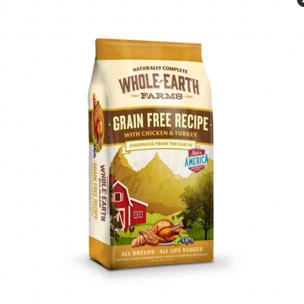 Whole Earth Farms Grain-Free Chicken & Turkey Recipe Dry Dog Food, 25 lb Bag