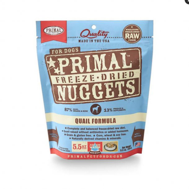 Primal Freeze-Dried Dog Food, Quail - 5oz Meal